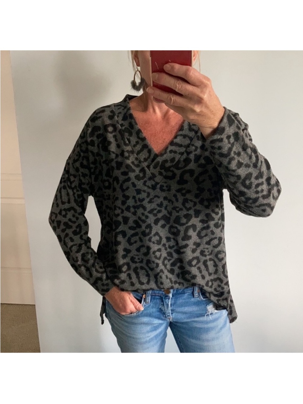 Long Sleeve Animal Print Tunic Top